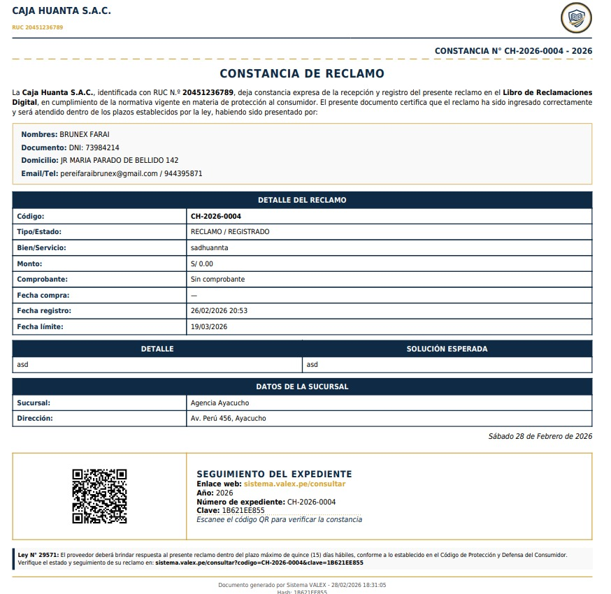 Constancias con QR VALEX